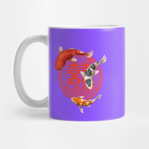 Double Happiness Koi Fish Light Purple with Red Symbol - Hong Kong Retro by CRAFTY BITCH